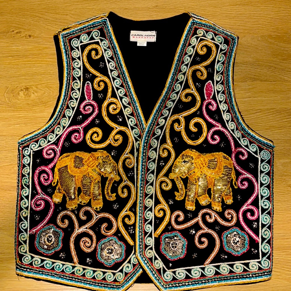 STUNNING vintage elephant vest by Carol Horn Workshop